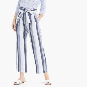 J. Crew Point Sur Paperbag Stripe Linen Pants 4
